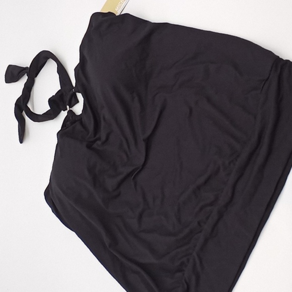 MICHAEL Michael Kors Logo Ring Blouson Tankini Top Black